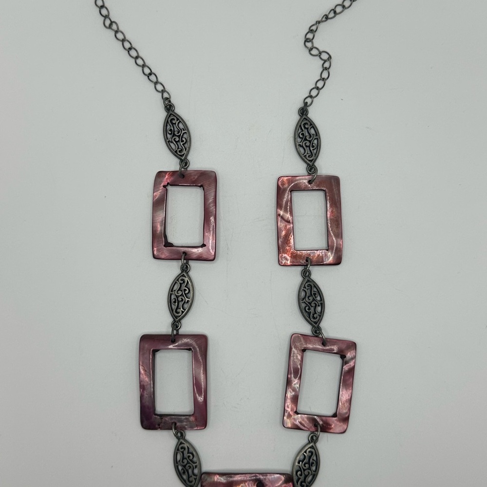 Elegant Purple Rectangular Pendant Necklace